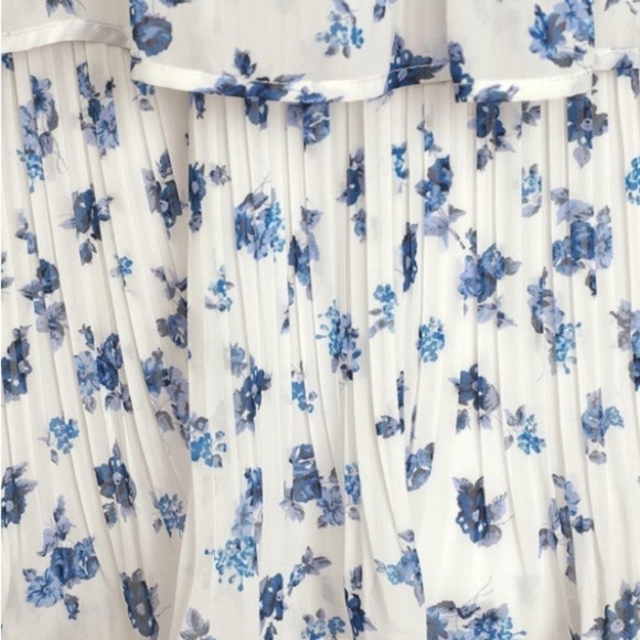 Lulu’s Blowing Kisses Blue Floral Pleated One-Shoulder Mini Dress - Picture 4 of 4